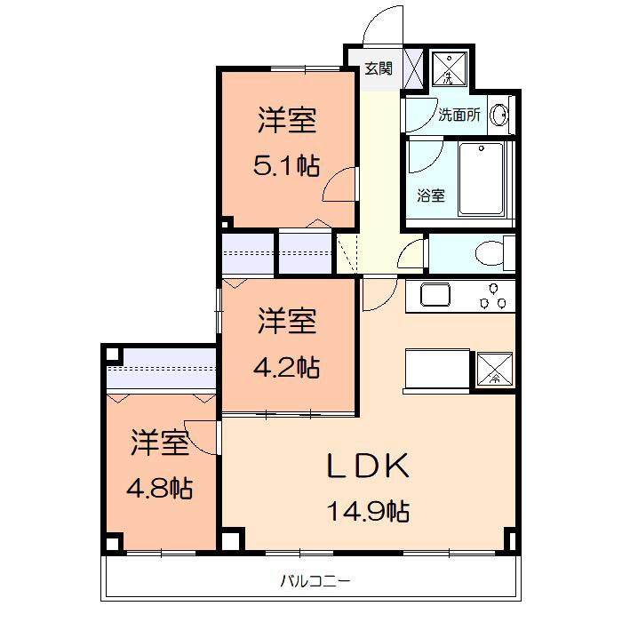 FREESIA(3LDK/2階)の間取り写真