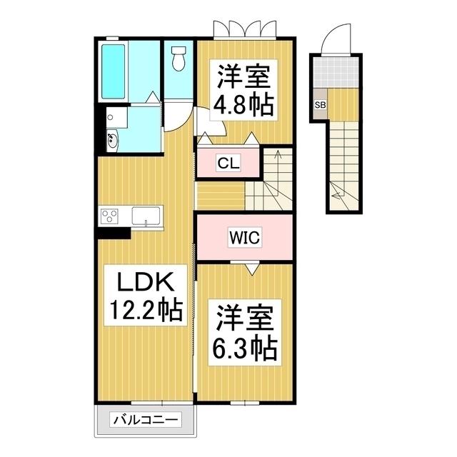 GRANDE広丘 C棟(2LDK/2階)の間取り写真