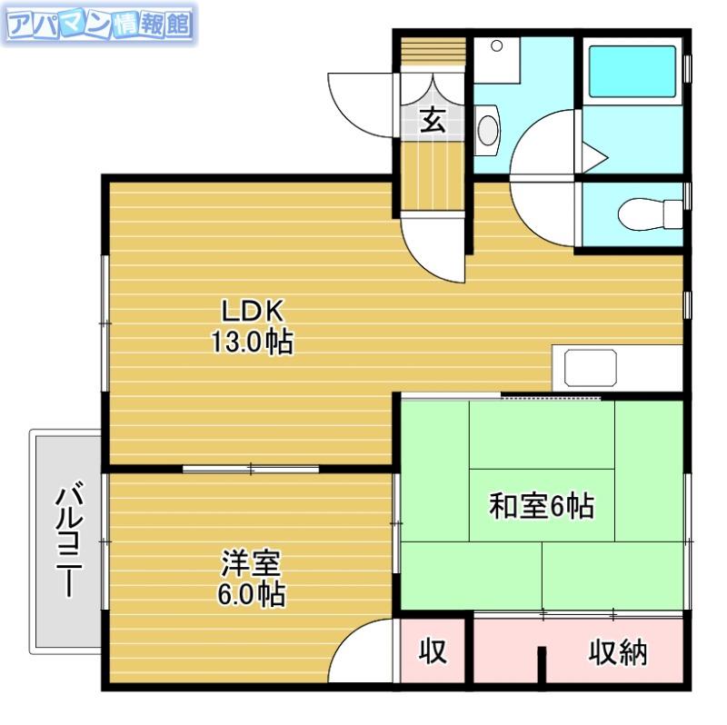 グレースアベニューC(2LDK/2階)の間取り写真