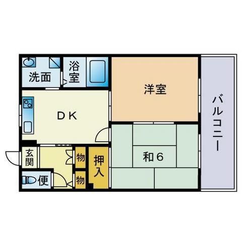 エクセシオール地行(2DK/2階)の間取り写真