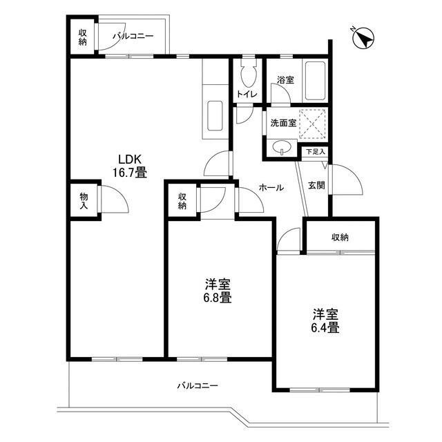 アドリーム新百合ヶ丘(2LDK/5階)の間取り写真