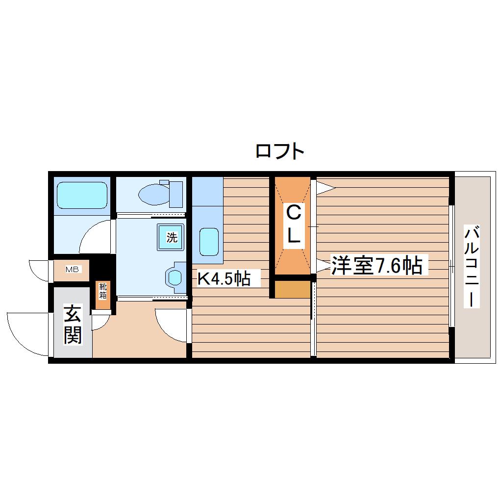 アブリール(1K/1階)の間取り写真