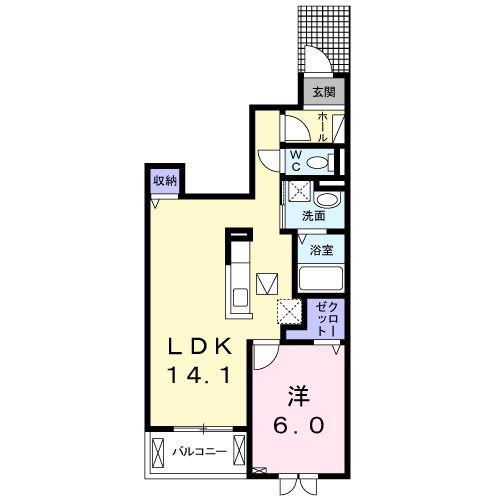 オーキッド プレイス(1LDK/1階)の間取り写真