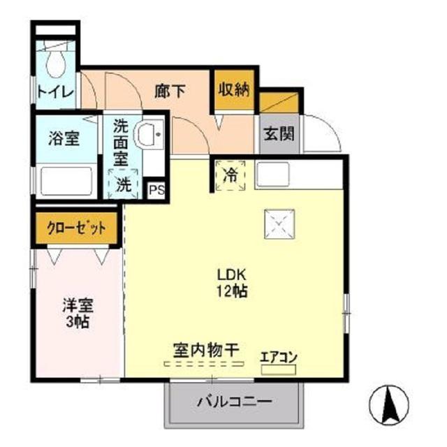 シェリー稲田(1LDK/1階)の間取り写真