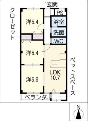 CECIL II(3LDK/2階)の間取り写真