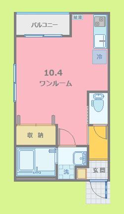 レガルバ橋本(ワンルーム/3階)の間取り写真