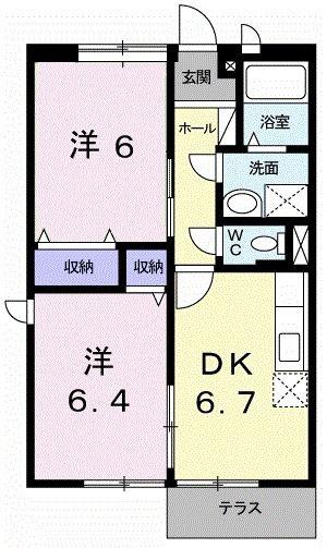 ハイツ林(2DK/2階)の間取り写真