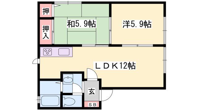 ディアス北新在家(2LDK/2階)の間取り写真