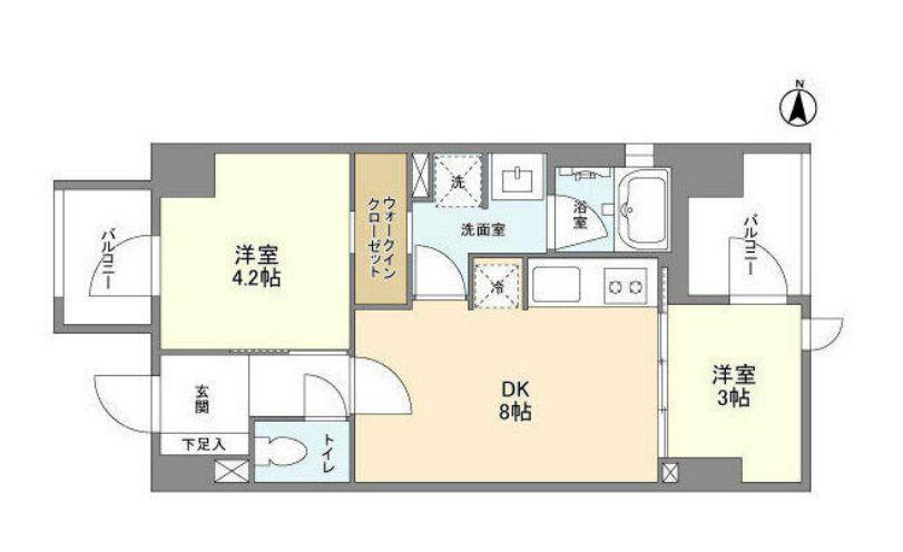 ドゥーエ錦糸町 旧シーズンフラッツ錦糸町パークサイド(2DK/7階)の間取り写真
