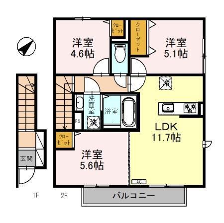 スーリール住吉(3LDK/2階)の間取り写真