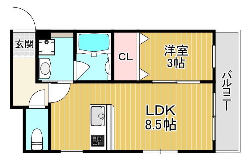 第3せいわ(1DK/2階)の間取り写真