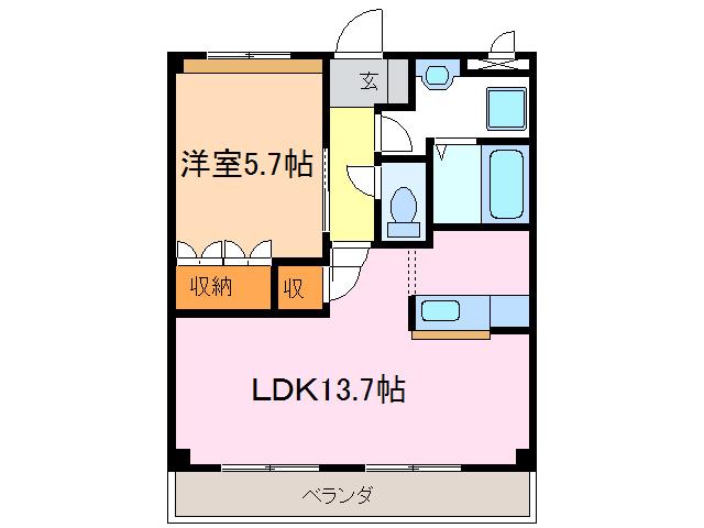 レジデンスXYZ(1LDK/2階)の間取り写真