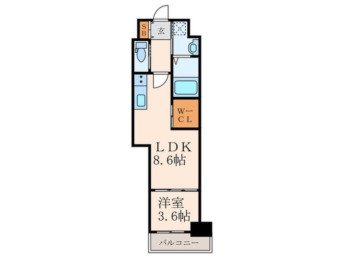 スマート大手町(1LDK/5階)の間取り写真