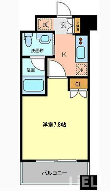 レジデンス片平(1K/8階)の間取り写真