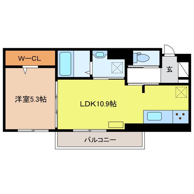 AFFINER(1LDK/2階)の間取り写真