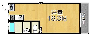 コーポレックス(ワンルーム/4階)の間取り写真