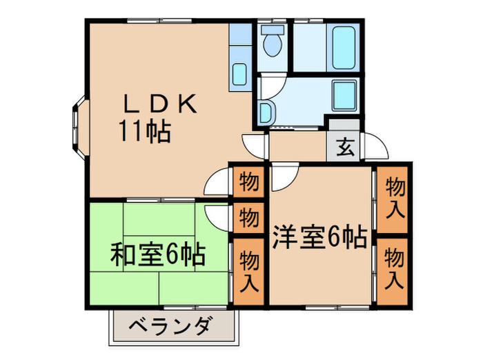 ハイツホ-プウェル(2LDK/2階)の間取り写真