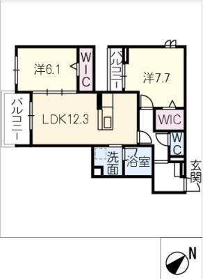 クレストリア(2LDK/2階)の間取り写真