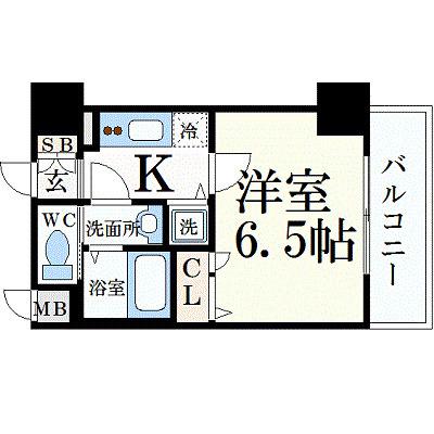 ララプレイス ザ・京橋ステラ(1K/6階)の間取り写真