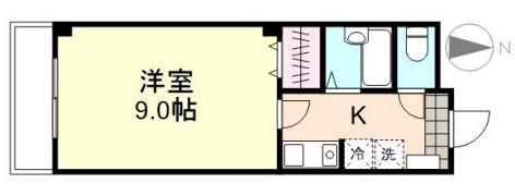 フォルテッシモ中庄(1K/2階)の間取り写真