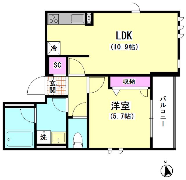 アルフラット品川(1LDK/2階)の間取り写真