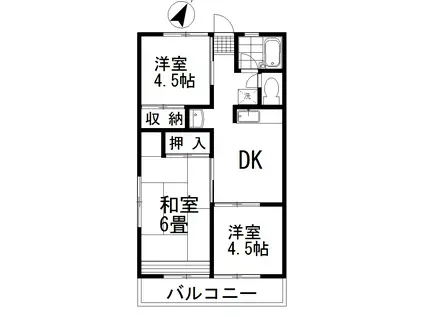 シティハイム ベルセゾン(3DK/2階)の間取り写真