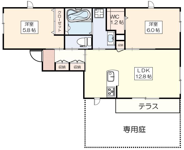 レストVI(2LDK/1階)の間取り写真