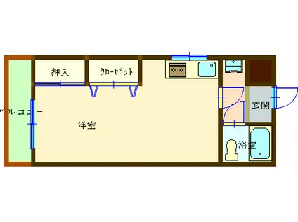 金明堂ビル(ワンルーム/2階)の間取り写真