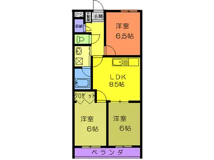 ベルリーナー・ホーフ(3DK/1階)の間取り写真