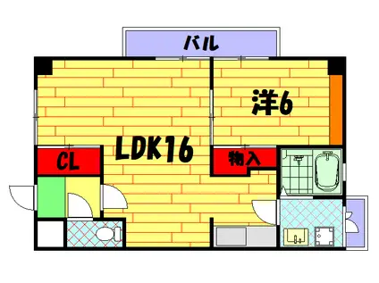 グランドールエコー深井(1LDK/3階)の間取り写真