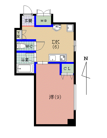浅井ビル(1DK/4階)の間取り写真