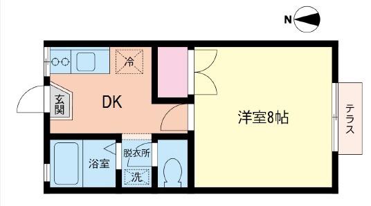 メロディ妻田I(1K/2階)の間取り写真