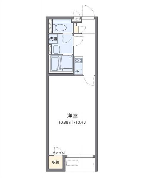 クレイノグランドゥール備前(1K/2階)の間取り写真
