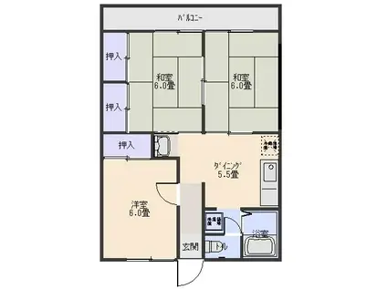 アムールI(3DK/2階)の間取り写真