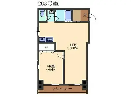 清住ビル(1LDK/2階)の間取り写真