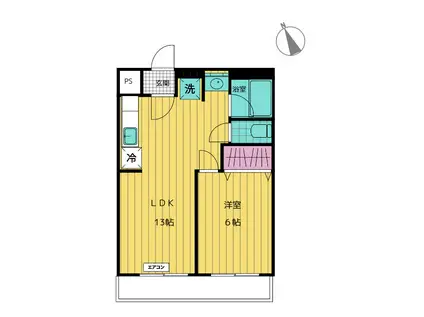 ポーラスター(1LDK/4階)の間取り写真