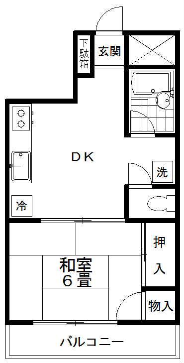 レジデンス加茂(1DK/4階)の間取り写真