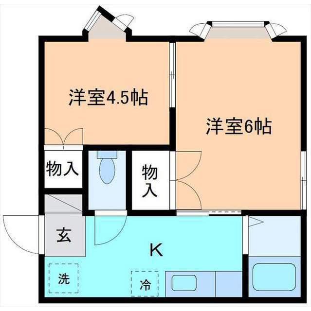 ほうれん荘2(2K/2階)の間取り写真
