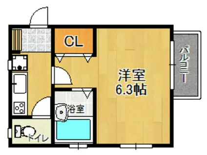 クオリティ三松(1K/2階)の間取り写真