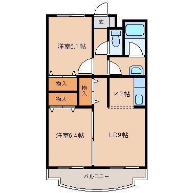 ライプン(2LDK/2階)の間取り写真
