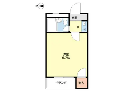 ラ・フォーレ黒田(1K/2階)の間取り写真