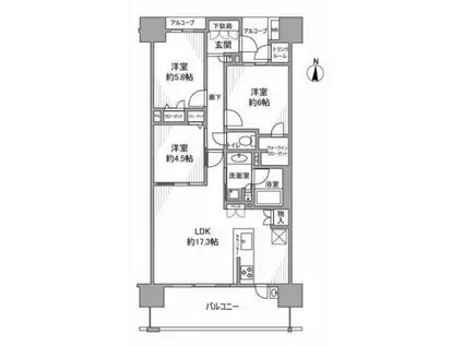 プレサンス ロジェ 大垣駅前(3LDK/11階)の間取り写真