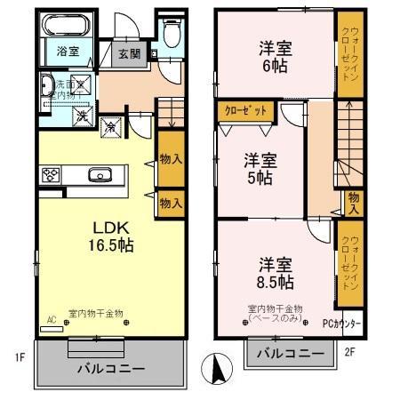 ユナフラーズ III(3LDK/1階)の間取り写真