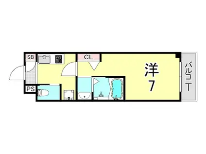 ラ・ポルテ武庫之荘(1K/1階)の間取り写真
