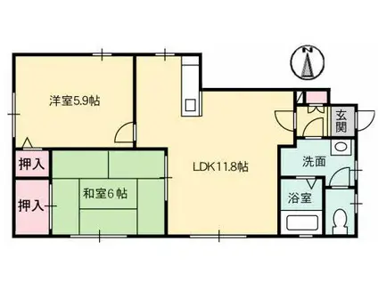 グランコート久万ノ台L(2LDK/1階)の間取り写真