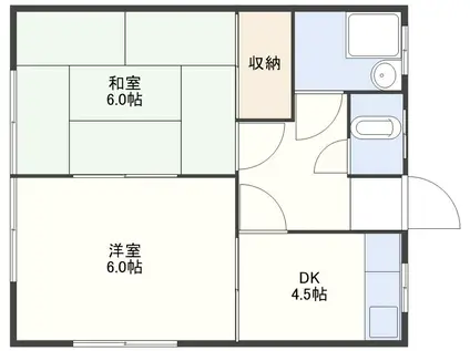 上戸アパート(2K/2階)の間取り写真