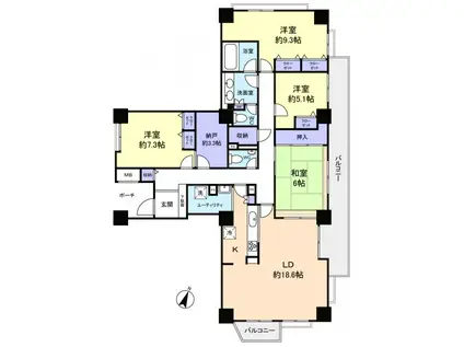 スカイプラザ・ユーカリが丘サウスタワー(4LDK/20階)の間取り写真