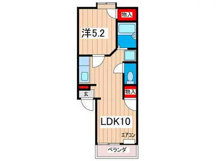 シェル川尻A(1LDK/1階)の間取り写真