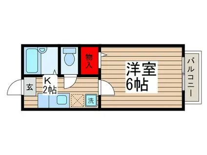 ジュネス津田沼(1K/1階)の間取り写真