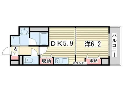 レジディア御所東(1DK/3階)の間取り写真